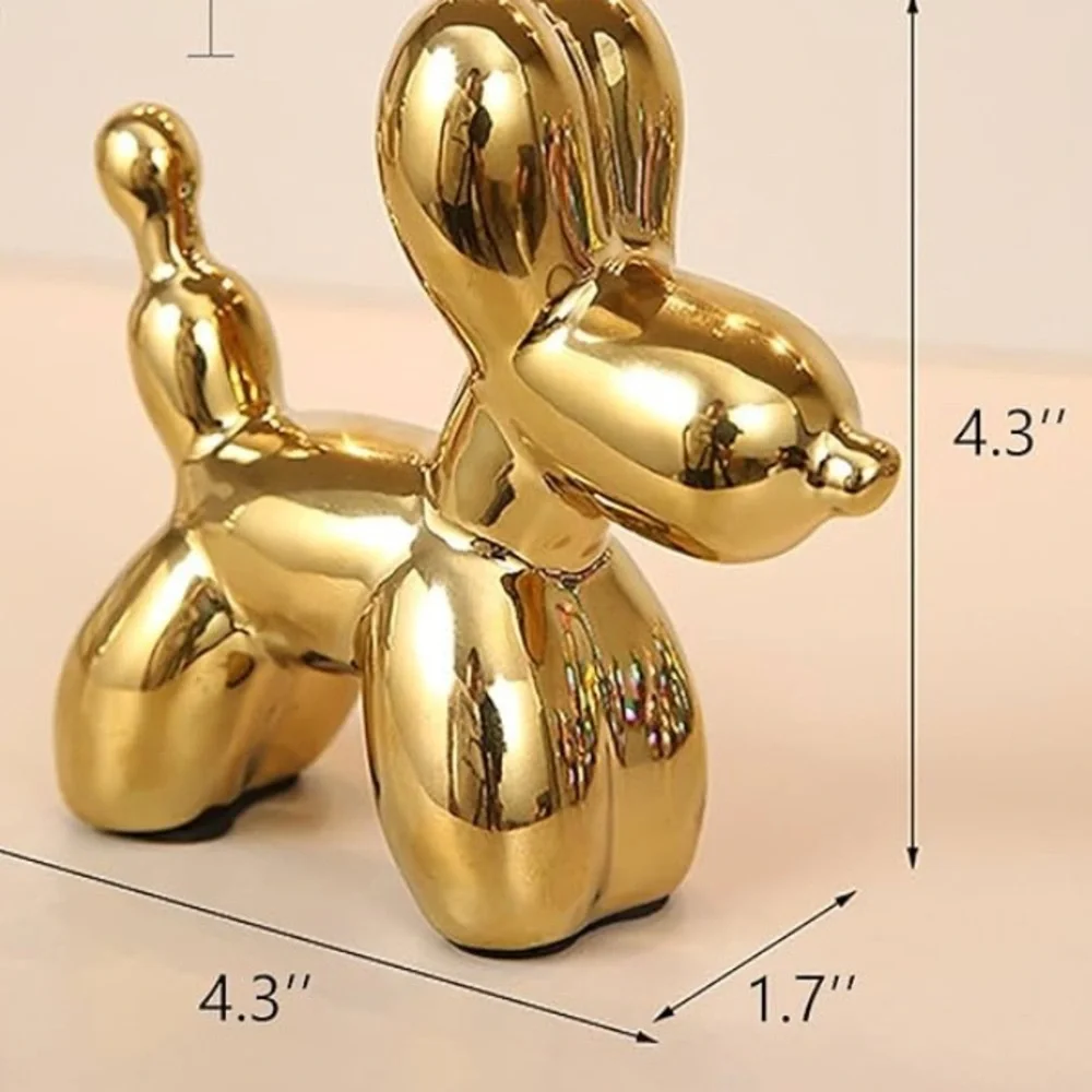 Gold ceramic Balloon Dog Sculpture small 4.5 inches